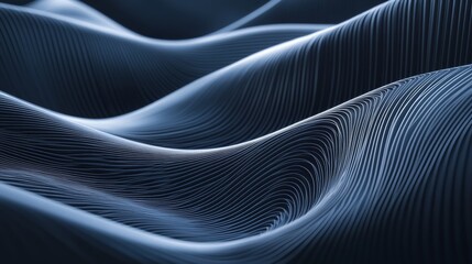 Aufkleber - Waves of Flowing Blue Lines Create a Dynamic and Abstract Pattern, Showcasing Depth and Rhythm in a Minimalist Style