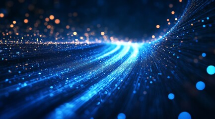 Poster - Exploration of Light Trails and Shimmering Particles Creating a Mesmerizing Wave in a Dark Background