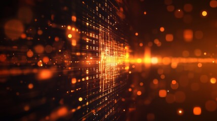 Poster - Colorful Abstract Digital Background With Glowing Particles and Lines Representing Data Flow in a Futuristic Setting