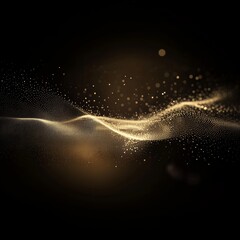 Poster - Golden Waves of Light Create an Ethereal Atmosphere in a Dark Setting During an Artistic Display of Texture and Depth