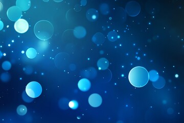 Poster - Colorful Blue Background With Light Bokeh Circles Floating Softly in the Atmosphere, Creating a Serene and Dreamy Visual Effect During Nighttime