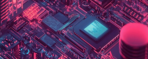 Aufkleber - A high-tech laboratory that develops new chips using quantum computing elements and nanomaterials.