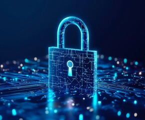 Aufkleber - Digital Padlock With Glowing Circuits Representing Cybersecurity in a Technology-Focused Environment