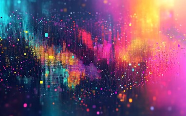 Poster - Vibrant Abstract Digital Art Depicting Colorful Data Visualizations With Bright Hues at Night Illuminating Imaginative Concepts