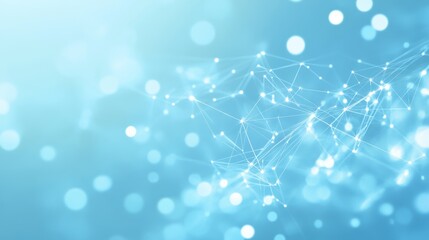 Aufkleber - Bright Blue Abstract Connection Design With Lines and Glowing Dots Representing Digital Networking and Technology