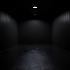 Poster - Dark and Empty Room With Minimal Lighting Creating a Moody Atmosphere at Night