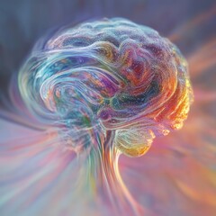 Poster - Colorful Abstract Representation of a Human Brain With Swirling Patterns and Vibrant Hues Used to Symbolize Creativity and Thoughts