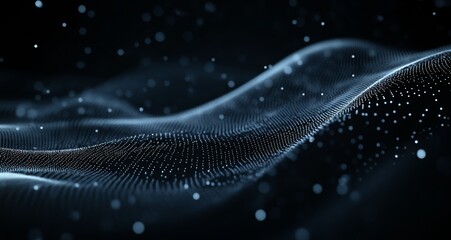 Aufkleber - Abstract Representation of Flowing Waves and Particles in a Dark Environment Illustrating the Concept of Data Transmission and Digital Connectivity