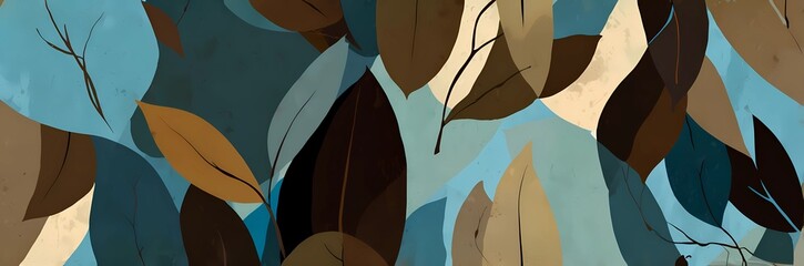 green plant and leaves pattern. artistic wallpaper