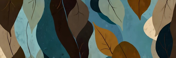 Green plant and leaves pattern. artistic wallpaper