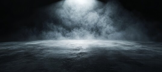 Poster - Mysterious Illuminated Space With Smoke Effects and Dark Background Creating an Evocative Atmosphere for Performance or Creative Exploration