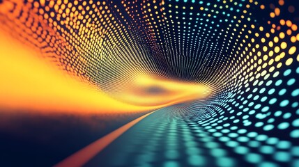 Poster - Vibrant Abstract Tunnel Formation With Dots Creating a Flowing Illusion of Motion and Depth