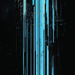Poster - Striking Abstract Digital Art With Vertical Blue Lines Against a Dark Background Creating a Futuristic Atmosphere in a Serene yet Dynamic Composition