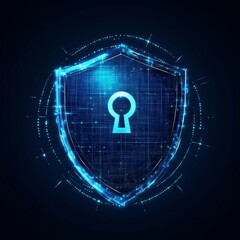 Aufkleber - Digital Shield Representing Cybersecurity With a Keyhole in a Futuristic Blue Design on a Dark Background