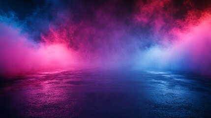 Poster - Colorful Smoke Fills the Indoor Event Space Creating an Atmospheric, Vibrant Backdrop for Nightlife Gatherings and Performances During a Special Evening Event