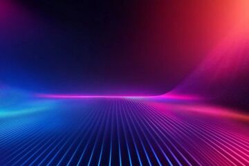 Poster - Vibrant Digital Landscape Showcasing Neon Colors and Dynamic Lighting Effects in a Surreal Abstract Setting