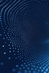 Poster - Digital Pattern of Blue Dots Creating a Wave-Like Structure in a Dark Background Illustrating Technology and Design Concepts