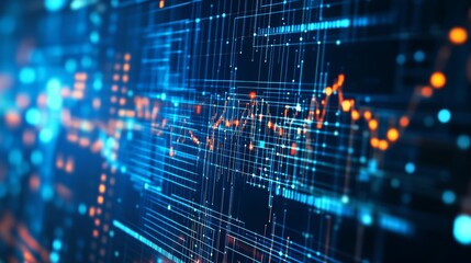 Poster - Visual Representation of Data With Blue and Orange Lines Showing Trends and Statistics in a Digital Environment