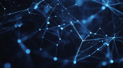 Poster - Abstract Representation of Interconnected Lines and Nodes in a Digital Network With Shades of Blue Illuminating the Background