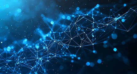 Aufkleber - Digital Network Connections With Glowing Blue Lines and Points Amid a Dark Background Representing Technology and Data Flow
