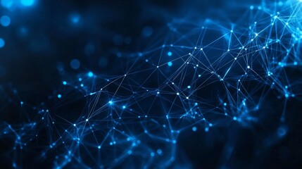 Poster - Exploring the Intricate Network of Connections in a Glowing Blue Digital Landscape With Luminous Nodes and Lines