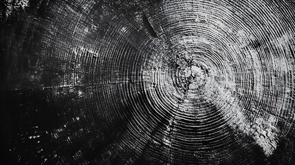 Poster - Abstract Black and White Tree Rings Texture Background