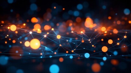 Poster - Colorful Abstract Representation of Interconnected Nodes and Patterns Illustrating Technology at Night