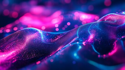 Poster - colorful abstract waves of light create a vibrant visual display with pink and blue hues, reflecting