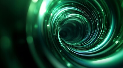 Poster - swirling green vortex with glowing particles creating a mesmerizing abstract visual effect in a dark