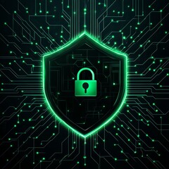 Poster - Visual Representation of Digital Security With a Shield and Padlock Symbolizing Protection Against Online Threats