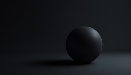 Poster - Black Spherical Object Resting on a Dark Surface With Minimal Lighting Creating Subtle Shadows in an Artistic Arrangement