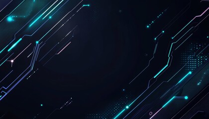 Aufkleber - Futuristic Abstract Background With Glowing Lines and Dots Representing Technology and Innovation Within a Dark Setting