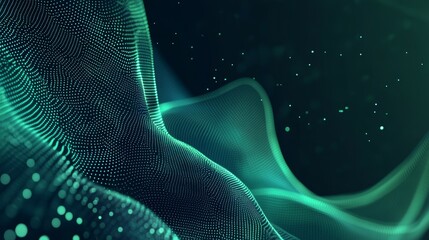 Poster - intricate digital wave pattern showcasing vibrant teal and black colors, creating a mesmerizing visu
