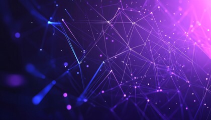 Aufkleber - Digital Network Connections Showcase Vibrant Purple and Blue Lines Intersecting Against a Dark Background to Illustrate Abstract Technology Concepts