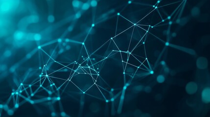 Poster - Complex Network of Glowing Nodes and Connecting Lines Illustrating Digital Technology in a Dark Background Setting