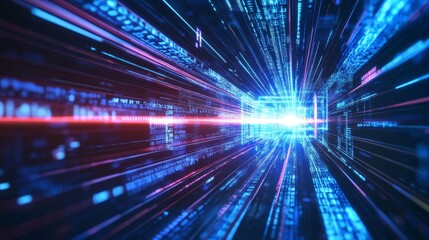 Aufkleber - vibrant digital landscape representing data flow and technological connectivity in a futuristic envi