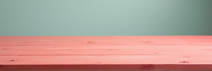 Aufkleber - The wooden table top is painted a living coral color from 2019, with an empty background to showcase its design._00003_
