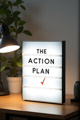 Aufkleber - The action plan is displayed on a light box placed on a desk table within my home office for business motivation._00002_