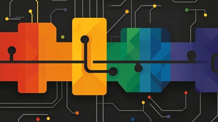 Poster - Abstract Colorful Circuit Board Technology Design