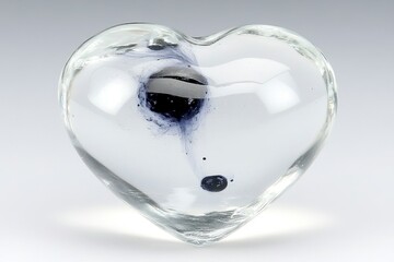 Wall Mural - A clear glass heart sculpture with a dark swirl inside.