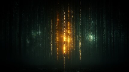 Poster - Abstract Digital Stream of Glowing Binary Code Data
