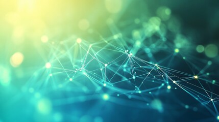 Aufkleber - Abstract Representation of a Digital Network Composed of Interconnected Nodes and Lines, Showcasing Vibrant Colors and Dynamic Patterns During Early Evening Hours
