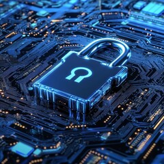 Aufkleber - Secure Technology With a Digital Padlock on a Circuit Board Highlighting Data Protection and Cyber Security in the Modern Tech Landscape