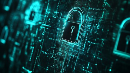 Aufkleber - Digital Security Locks Symbolizing Cyber Protection and Data Privacy in a Futuristic Technology Landscape With Glowing Circuit Patterns