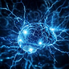 Poster - Exploring the Intricate Connections and Energy of the Human Brain Illuminated in a Stunning Digital Representation of Neural Activity