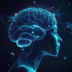 Poster - Exploring the Connection Between Mental Processes and Digital Art Representation in a Surreal Visual of a Human Brain Illuminated in a Cosmic Aura