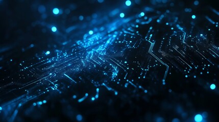 Aufkleber - digital circuitry illuminated by blue lights showcasing intricate patterns and connections