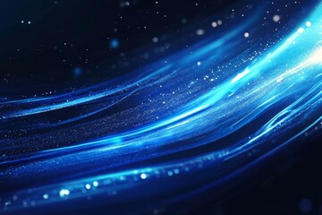 Poster - Capture of Glowing Blue Waves With Sparkles in Deep Space Environment Showcasing Motion and Energy in a Vibrant Cosmic Setting
