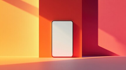 Poster - A contemporary phone mockup featuring a minimalist white screen, standing out against a multi-color gradient background for innovative app presentations.