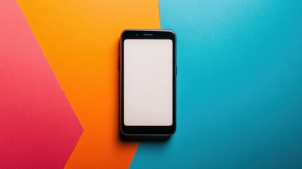 Poster - A contemporary phone mockup featuring a minimalist white screen, standing out against a multi-color gradient background for innovative app presentations.
